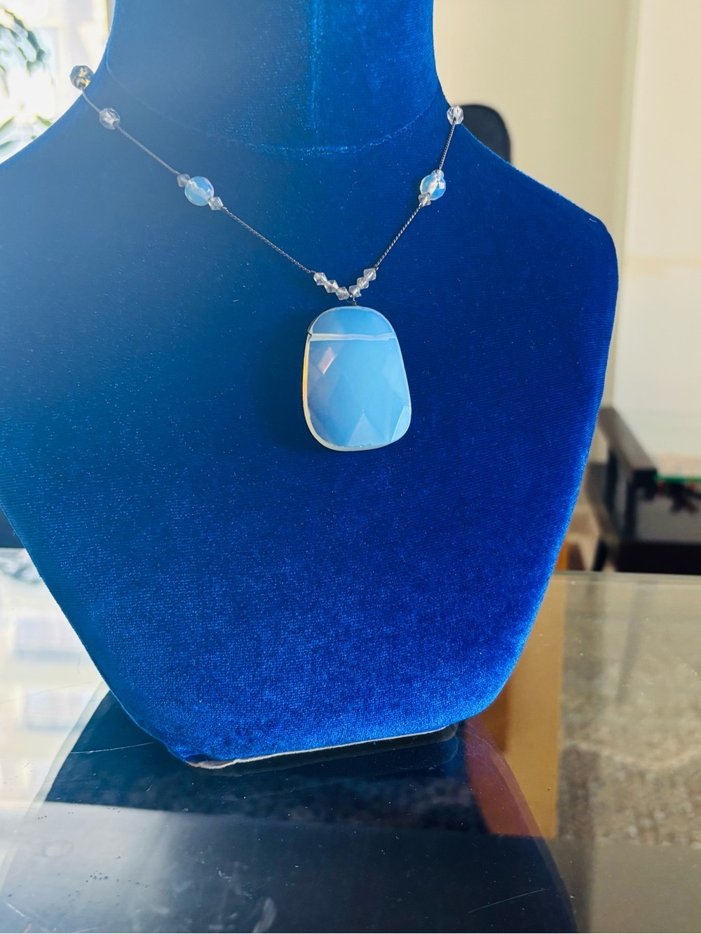 Necklace Moonstone Glass Opalite Sea Opal - Picture 8 of 14